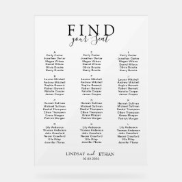 Find Your Seat! Elegant White Transparent Wedding アクリルサイン