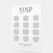 Find Your Seat! Elegant White Transparent Wedding アクリルサイン (傾斜)