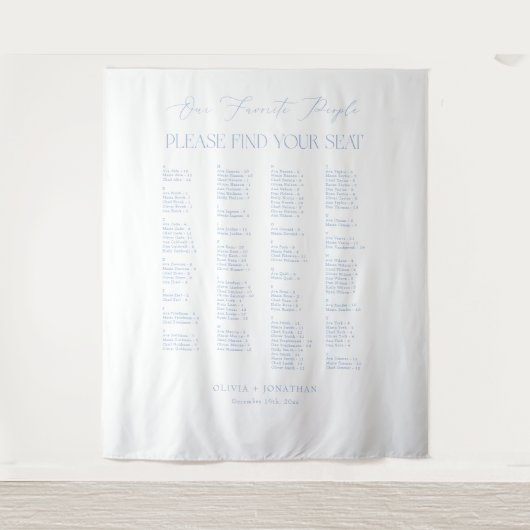  Find Your Seat Fabric Blue Wedding Seating Chart  タペストリー (正面)