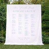  Find Your Seat Fabric Blue Wedding Seating Chart  タペストリー
