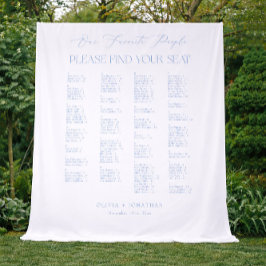  Find Your Seat Fabric Blue Wedding Seating Chart  タペストリー