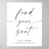 Find Your Seat Sign | Minimalist Wedding Seating ポスター (正面)