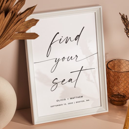 Find Your Seat Sign | Minimalist Wedding Seating ポスター
