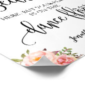 Find your seat sign wedding reception pink floral ポスター (角)