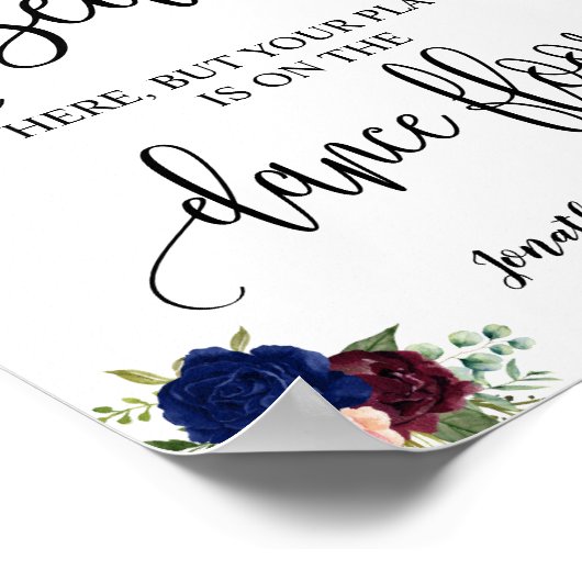 Find your seat wedding reception navy burgundy ポスター (角)