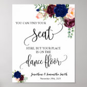 Find your seat wedding reception navy burgundy ポスター (正面)