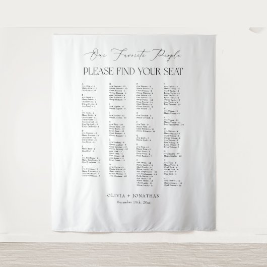 Find Your Seat Wedding Seating Chart  Fabric タペストリー (正面)