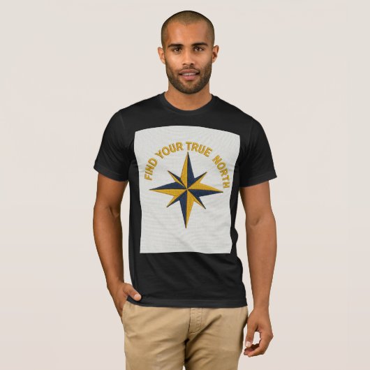 "Find Your True North"  Embroidery Design tee Tシャツ (正面フル)