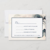 Fine Art 3D Flower Blue Ivory 出欠カード (正面)