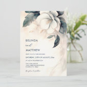 Fine Art 3D Flower Ivory Blue 招待状 (スタンド正面)