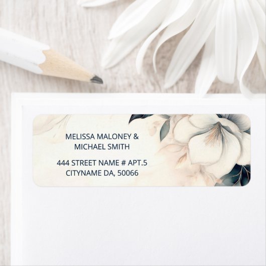 Fine Art Blue Ivory Flower |  Wedding ラベル (インサイチュ)