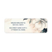 Fine Art Blue Ivory Flower | Wedding ラベル (正面)