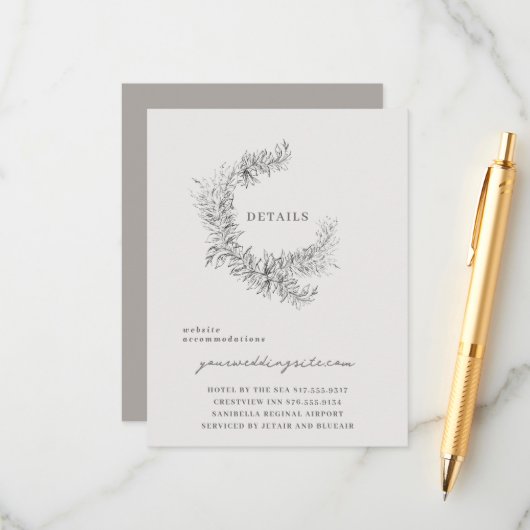 Fine Art Botanical Wedding Details エンクロージャーカード (正面/裏面インサイチュ)