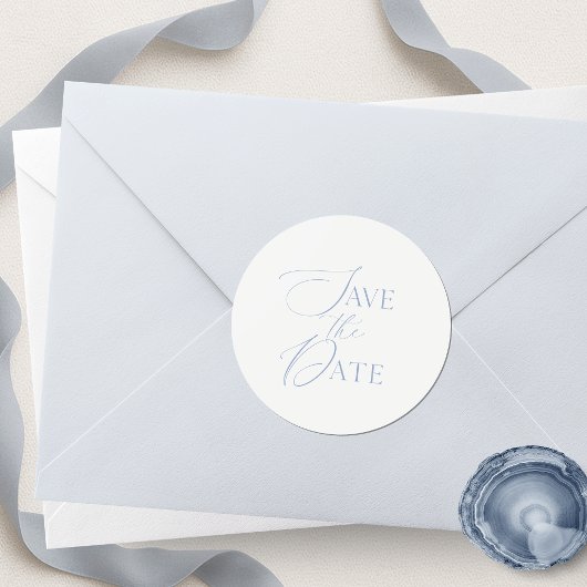 Fine Art Dusty Blue Save the Date ラウンドシール