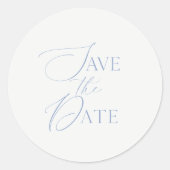 Fine Art Dusty Blue Save the Date ラウンドシール (正面)