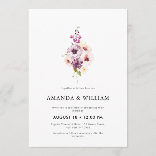 Fine Art Floral Wedding Invitation Template 招待状 (正面)