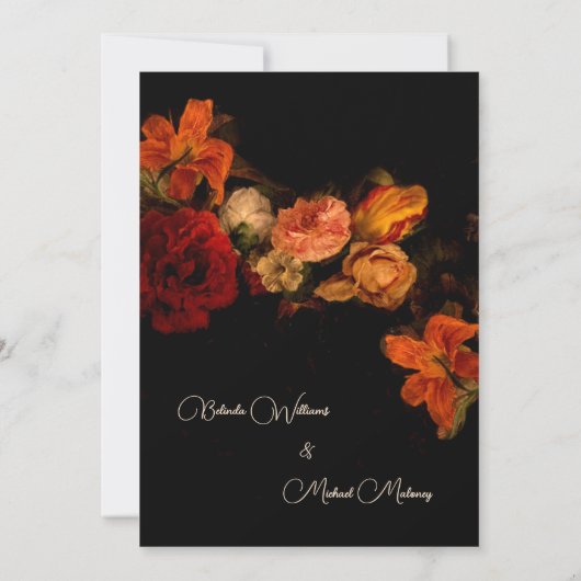 Fine Art Flowers Dark Wedding 招待状 (裏面)