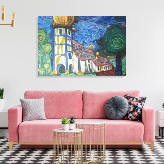 Fine art inspired by Hundertwasser キャンバスプリント (インサイチュ (リビング))