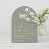 Fine Art Magnolia Casual Sage Green Wedding 招待状 (スタンド正面)