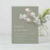 Fine Art Magnolia Casual Sage Green Wedding 招待状 (スタンド正面)
