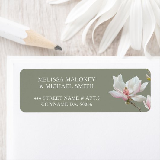 Fine Art Magnolia Flowers |  Wedding ラベル (インサイチュ)