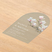 Fine Art Magnolia Sage Green Transparent Wedding アクリル招待状 (レイダウン)