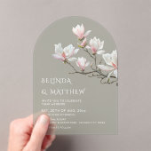 Fine Art Magnolia Sage Green Transparent Wedding アクリル招待状 (インサイチュ (ポータブル))