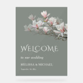 Fine Art Magnolia Transparent Wedding Welcome アクリルサイン (正面)