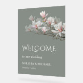 Fine Art Magnolia Transparent Wedding Welcome アクリルサイン (傾斜)