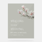 Fine Art Magnolia Transparent Wedding Welcome アクリルサイン (正面)