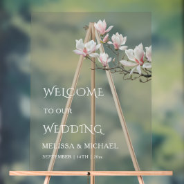 Fine Art Magnolia Transparent Wedding Welcome アクリルサイン
