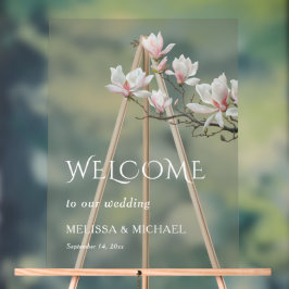Fine Art Magnolia Transparent Wedding Welcome アクリルサイン