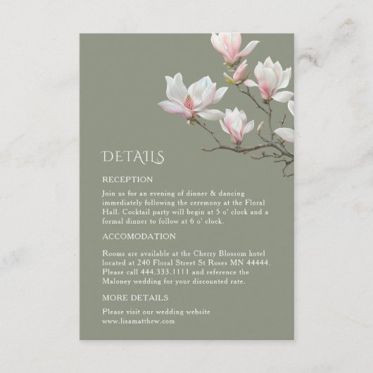 Fine Art Magnolia Wedding Enclosure Card エンクロージャーカード (正面)