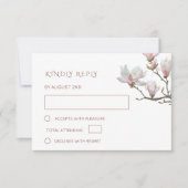 Fine Art Painted Magnolia Flowers Wedding 出欠カード (正面)