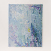 Fine Art Painting Sea Port Ships Bridge Light Blue ジグソーパズル (縦)