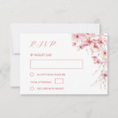 Fine Art Pink Boho Floral Wedding 出欠カード (正面)
