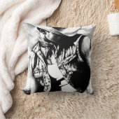 Fine Art Sketch of a Cowboy Bracing in the Wind on クッション (ブランケット)