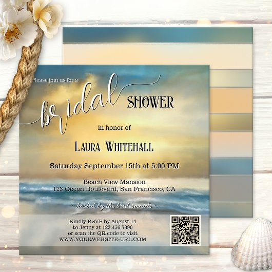 Fine Art Stormy Beach Bridal Shower 招待状