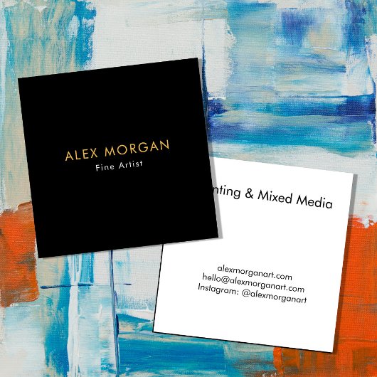Fine Artist Business Card – Elegant Gallery Style  スクエア名刺