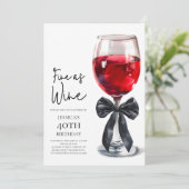 Fine as Wine Elegant Black Bow 40th Birthday Party 招待状 (スタンド正面)