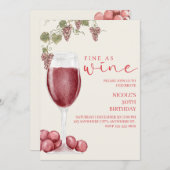Fine as Wine Elegant Wine Tasting Birthday Invite 招待状 (正面/裏面)
