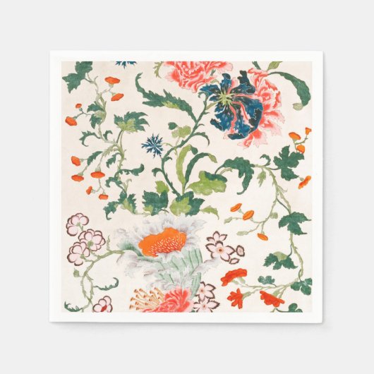 Fine Chinese silk flower design mid 18th century スタンダードカクテルナプキン (正面)