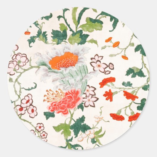 Fine Chinese silk flower design mid 18th century ラウンドシール (正面)