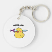 Fine Is a Lie – Dark Humor Duck Keychain キーホルダー (裏面)
