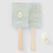 Fine Lines Gold Abstract Wedding V1 Sage ID867 ハンドファン (正面&裏面)