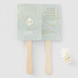 Fine Lines Gold Abstract Wedding V1 Sage ID867 ハンドファン