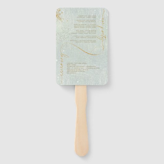 Fine Lines Gold Abstract Wedding V1 Sage ID867 ハンドファン (裏面)