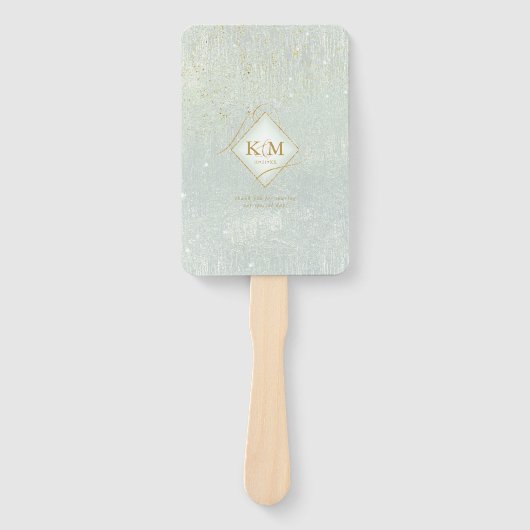 Fine Lines Gold Abstract Wedding V1 Sage ID867 ハンドファン (正面)