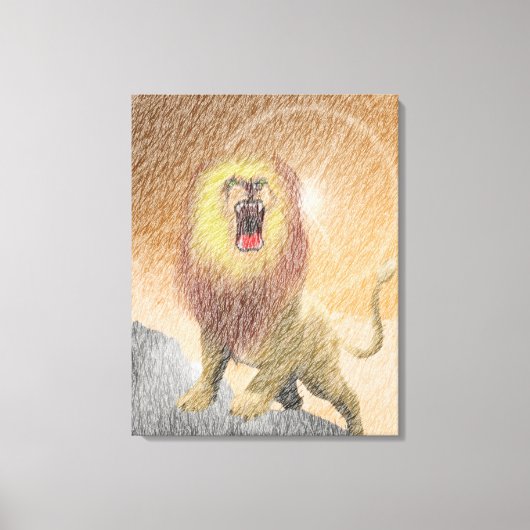 Fine Pencil Orange Lion キャンバスプリント (正面)