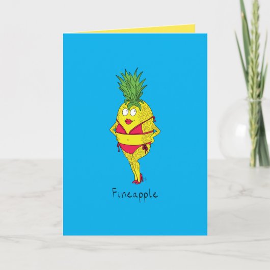 Fineapple -おもしろいなパイナップルビキニの挨拶状 カード (正面)